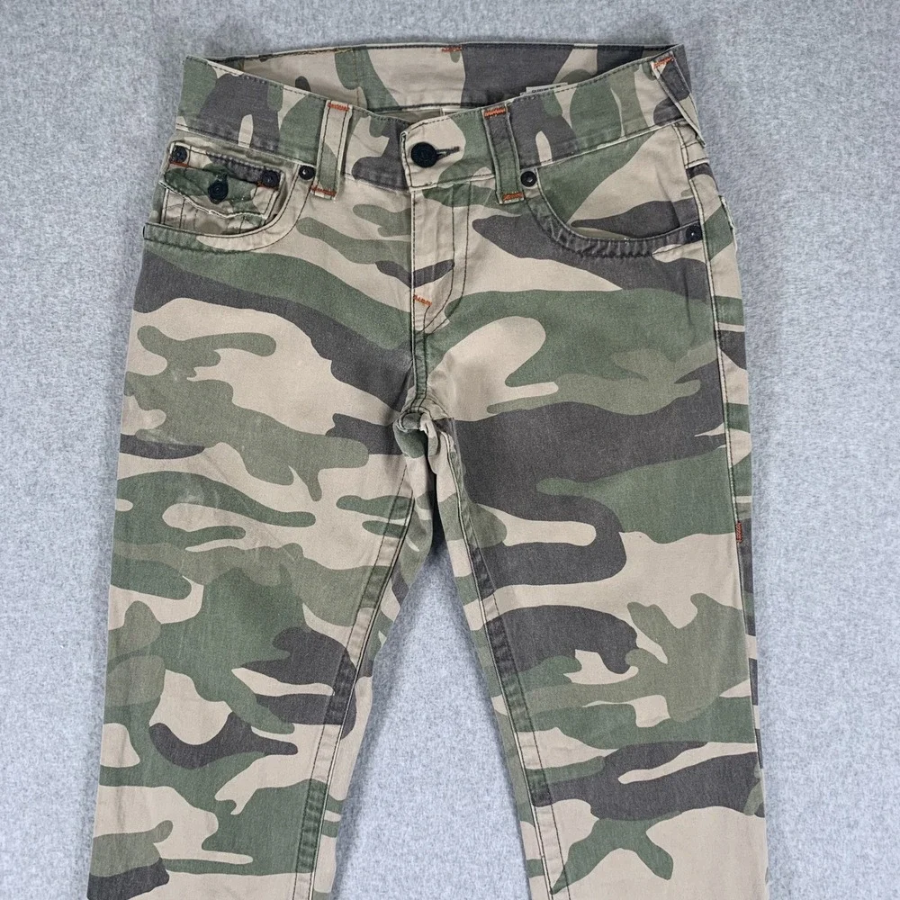 True Religion Straight Flap Camo Jeans Mens 28 Taupe Straight Leg Pants